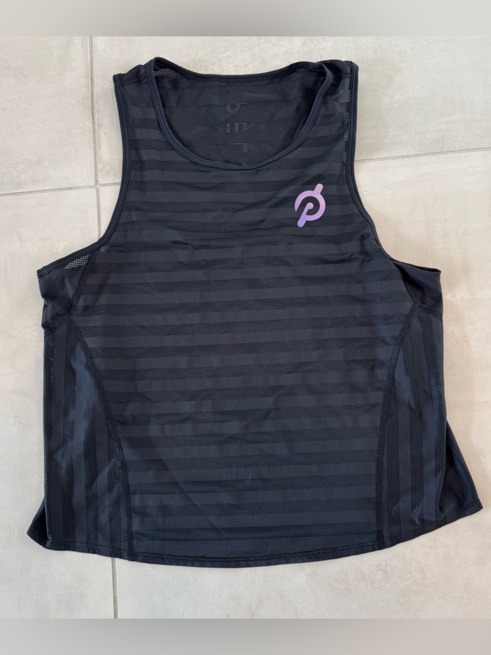 lululemon athletica Black Mesh Muscle Tank with peloton Logo